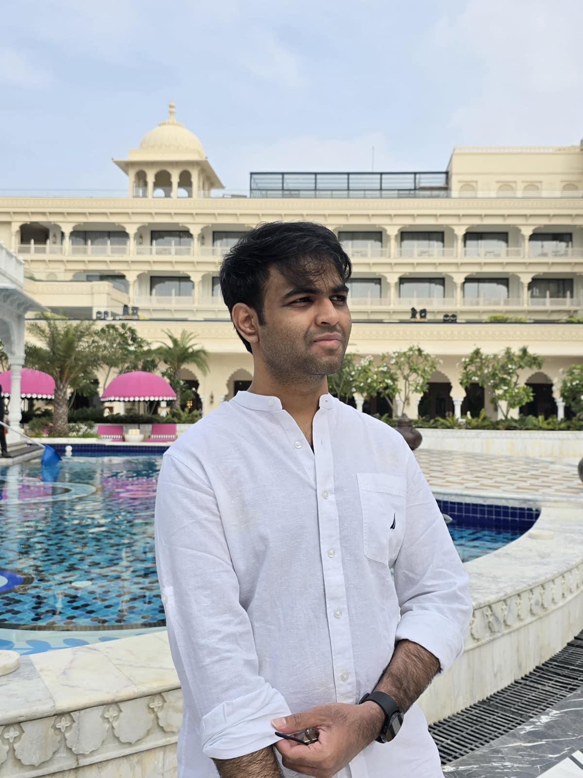 Darshan Amin at a palace hotel property